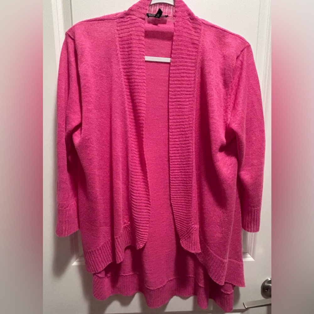 Eileen Fisher 100% Fine gauge Linen Cardigan Sweater Open Front Pink size S